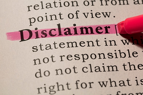 Picture of the word "disclaimer" / Image du mot "disclaimer" (clause de non-responsabilité)